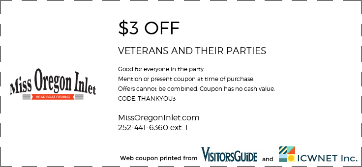 $3 OFF  VETERANS AND THEIR PARTIES