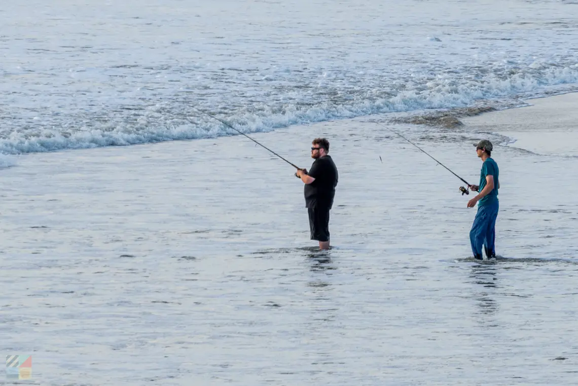 surf fishing on Nags Head beach